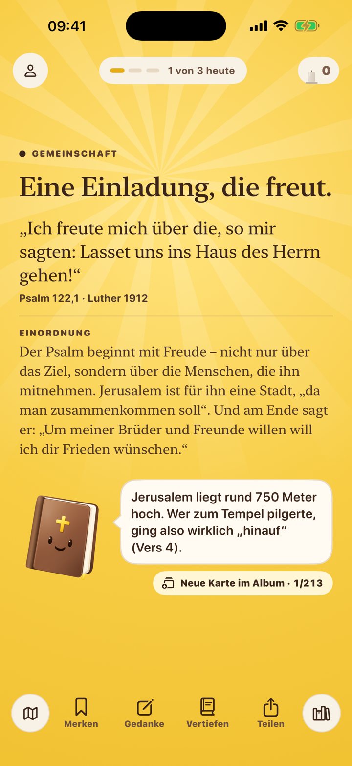 Eine Lektion im Feed: „Eine Einladung, die freut.“ mit Psalm 122,1